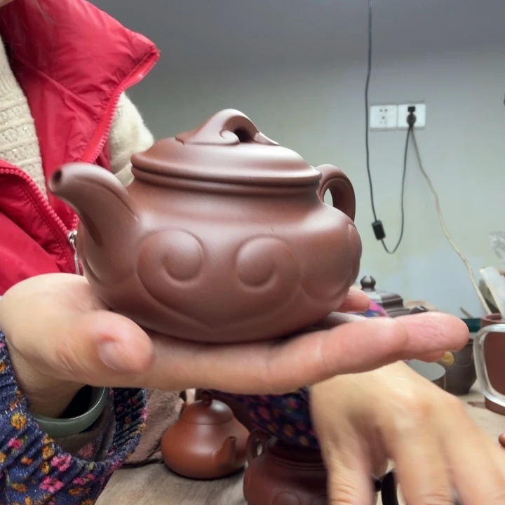 双***鱼茶壶紫砂原矿紫泥