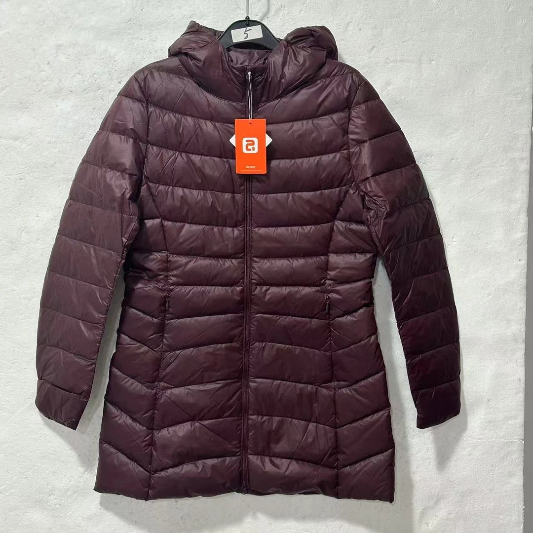 清仓女士超轻羽绒服保暖中长款连帽开衫防风AG162D2008