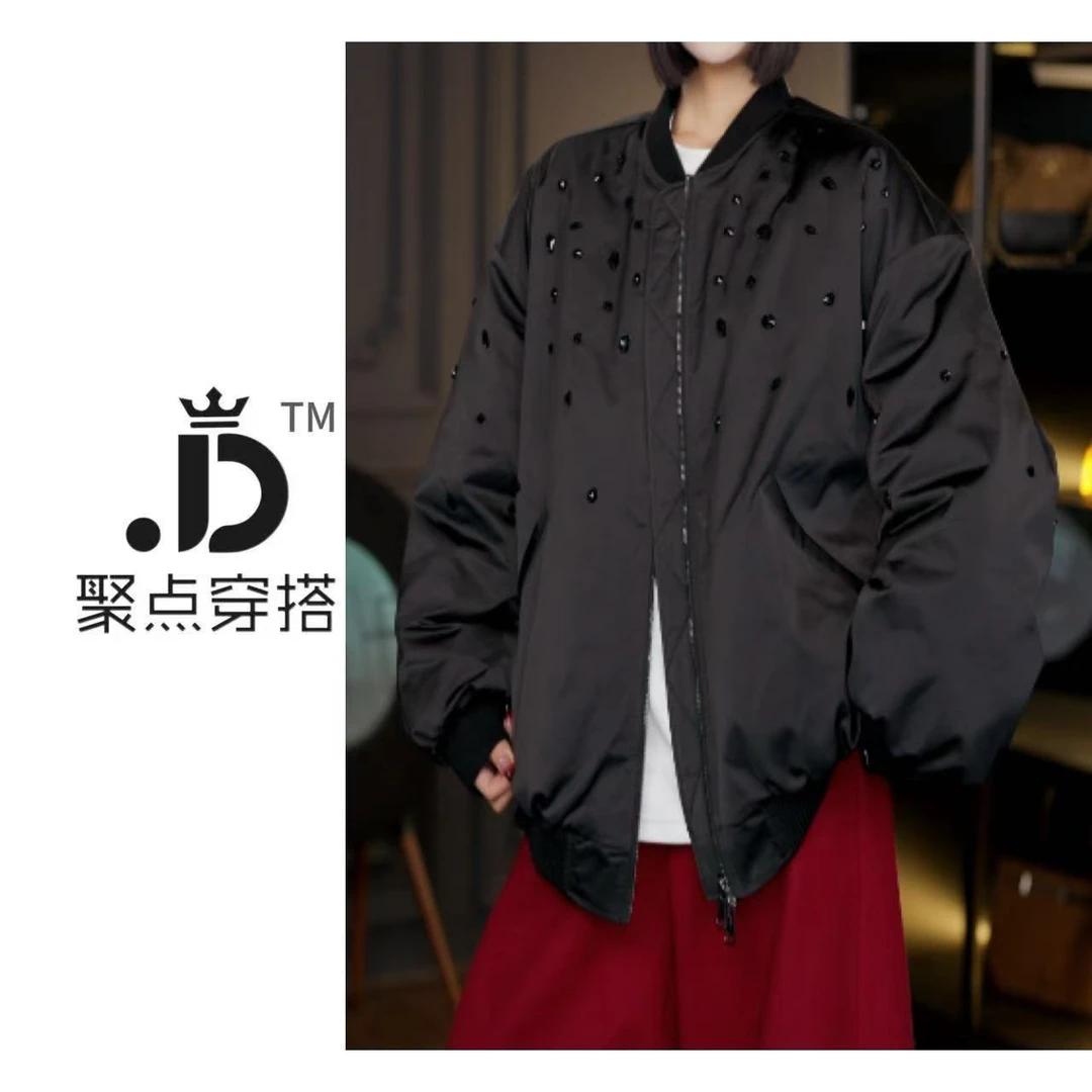 JUDIAN-2025欧货不规则穿线宽松冬季加厚羽绒服外套8jd00663