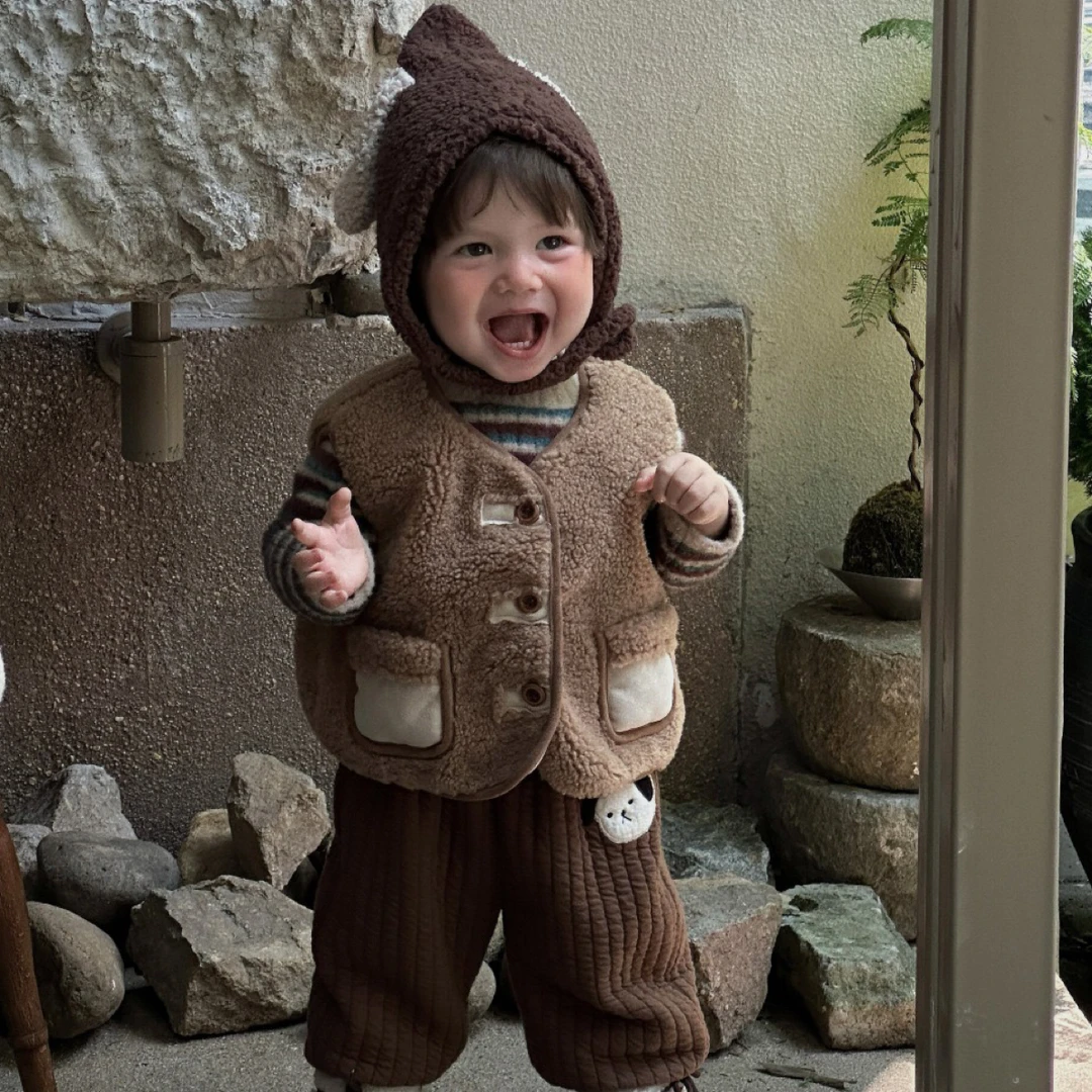 丸纸25秋冬男童保暖羊羔绒韩版毛绒加绒加厚套装55068