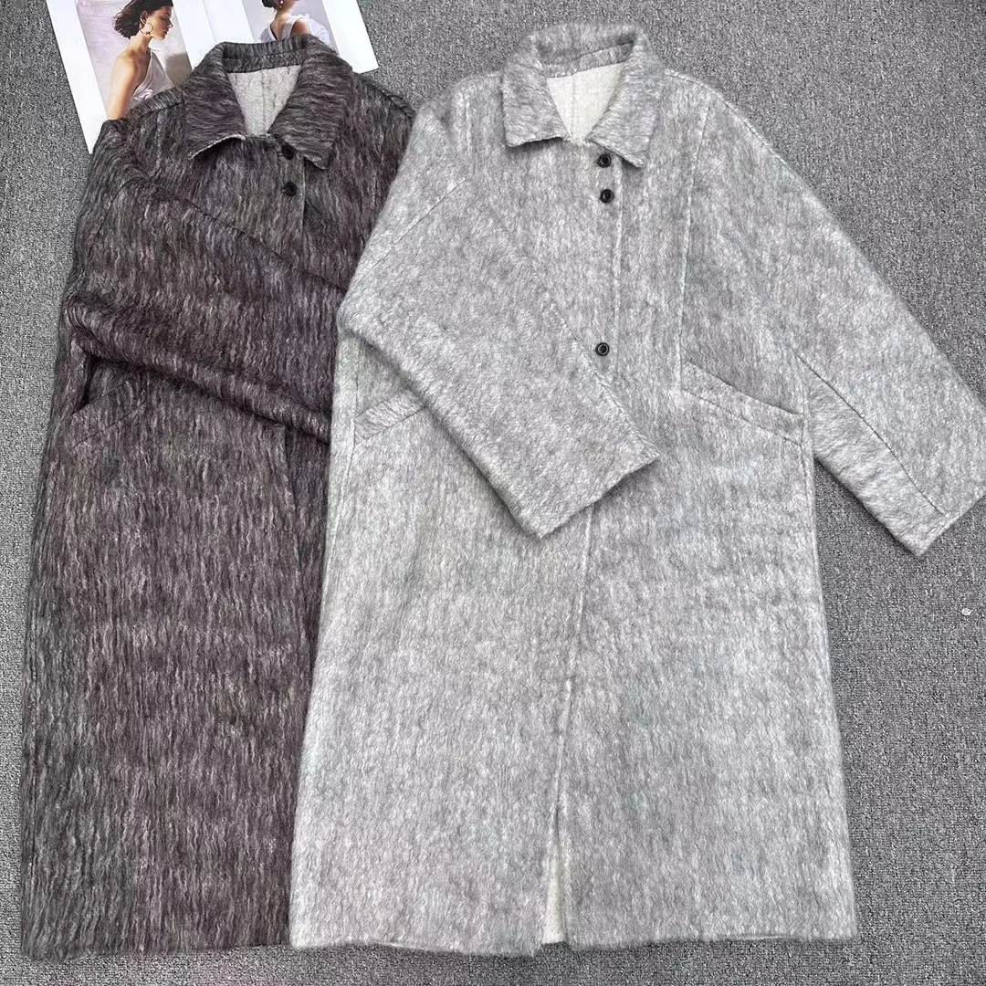 【周周家】6855《长毛拉毛》濮院冬季羊毛大衣长款女士街头风