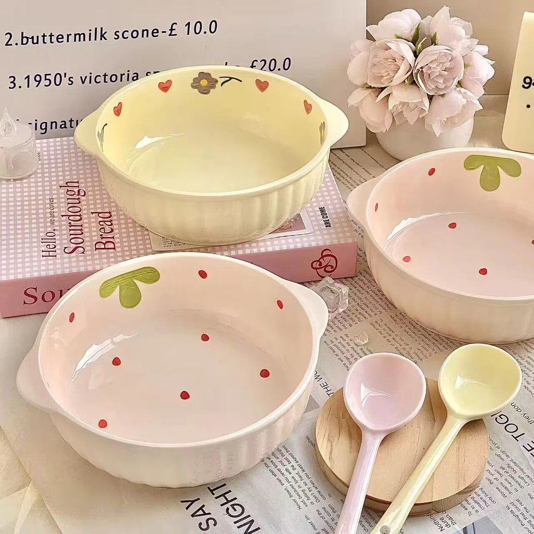 【7英寸双耳汤碗】高颜值家用陶瓷面碗创意釉下彩大容量碗家用餐具