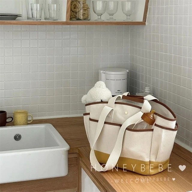 韩国ins妈咪包大容量休闲 百搭斜挎母婴包外出手提轻便帆布妈妈包