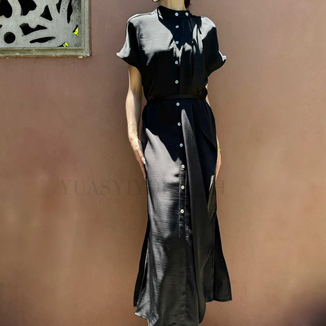 YUASYIYOUWISH|“裁风”设计师版型系带单排扣连衣裙