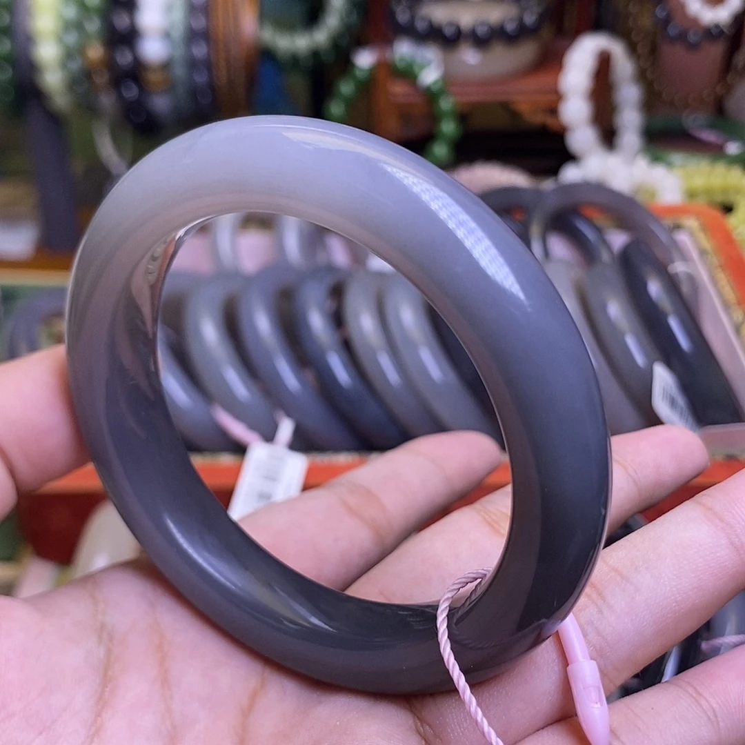 和田玉未镶嵌颈饰浓烟紫冰底老矿料手镯57