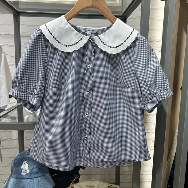 Teenie weenie娃娃领短袖衬衣TTYA25M402Z