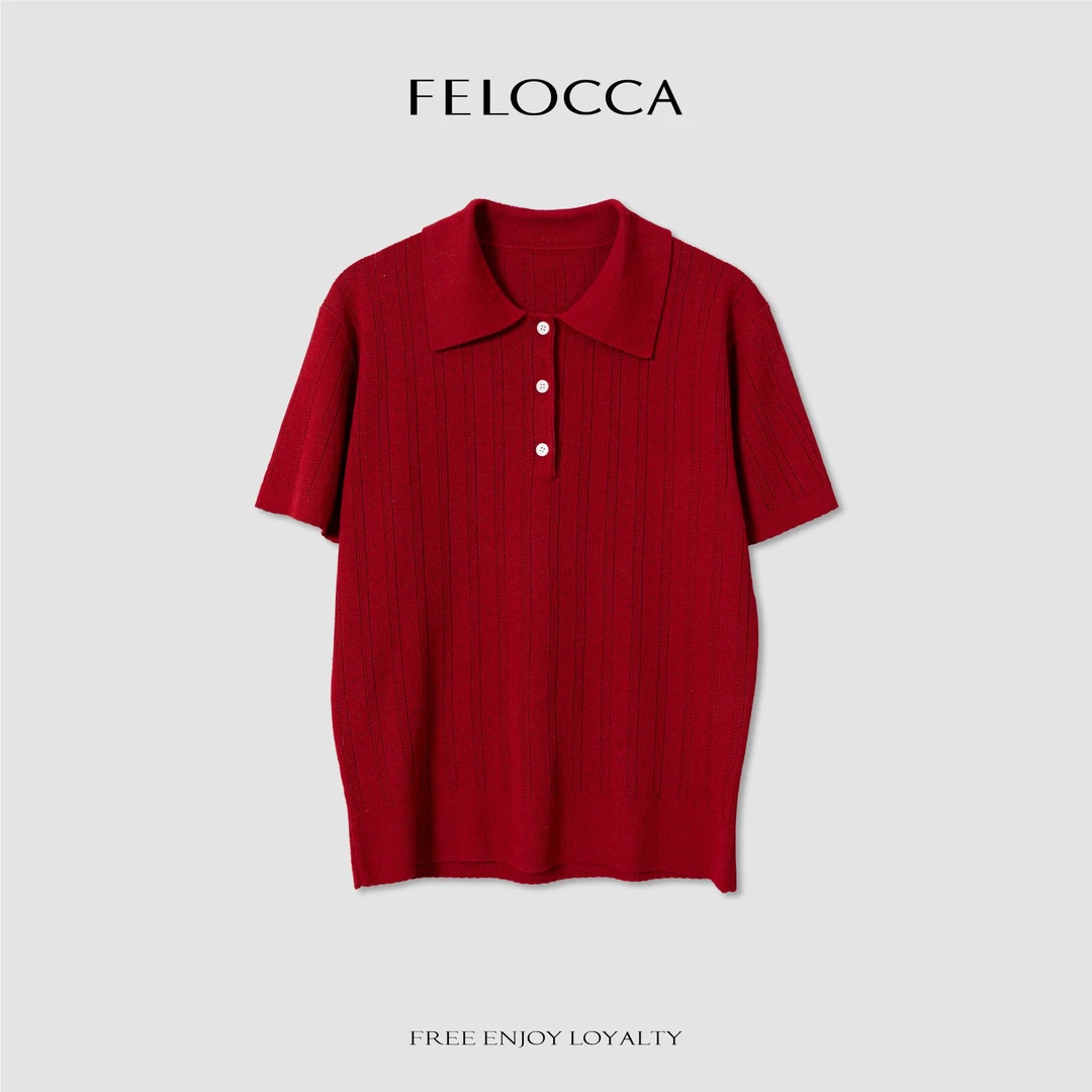 【FELOCCA】简约气质翻领针织上衣百搭套头打底衫25SMZ022