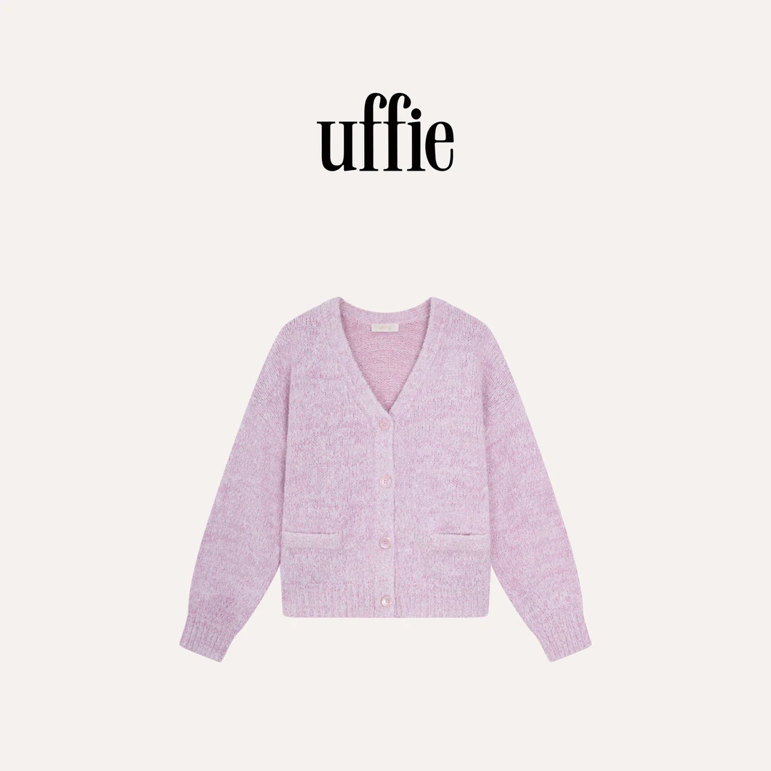 UFFIE于绘 混色圈圈编带花纱针织开衫