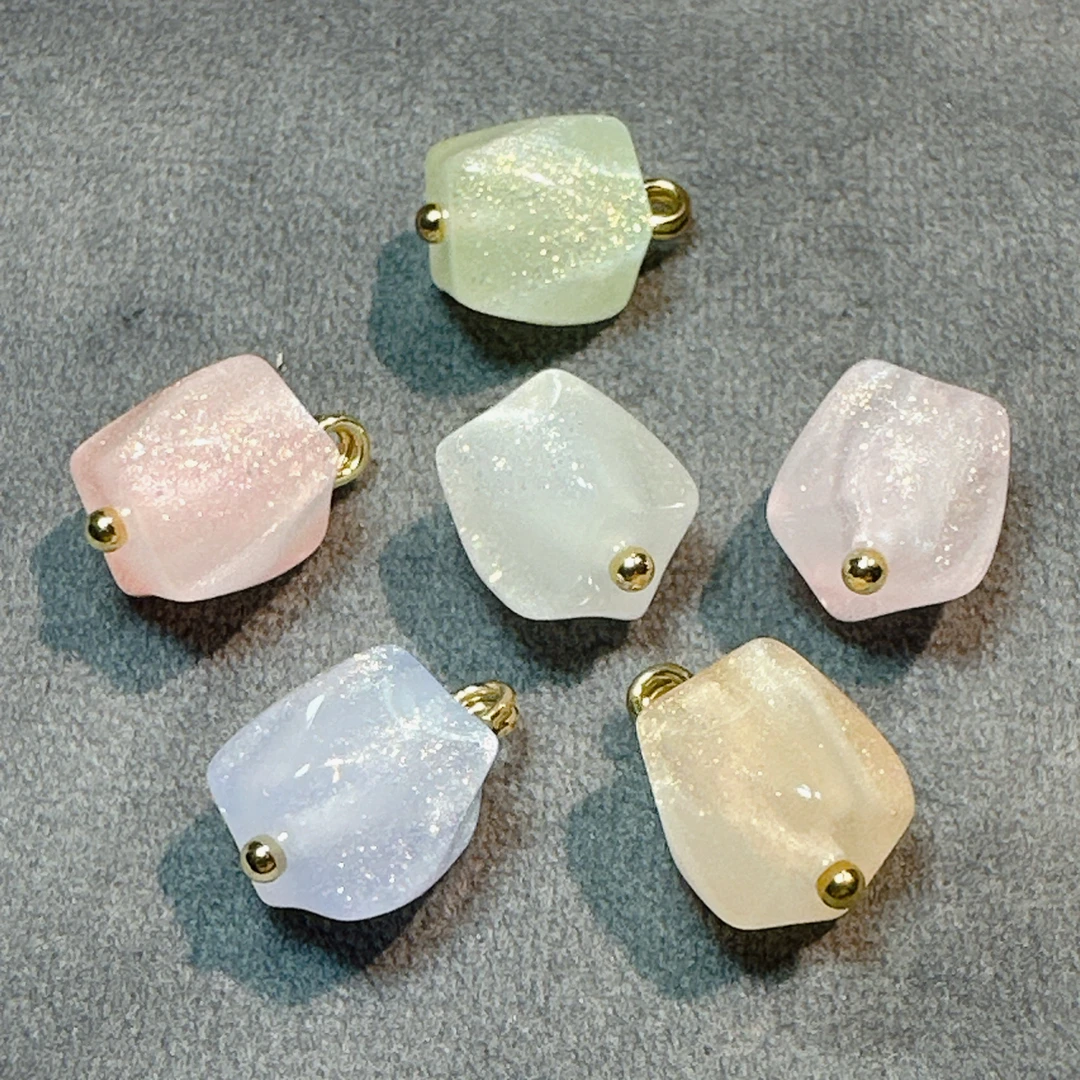 10mm新中式国风纽扣切面树脂多色闪晶菱形珠扣子女装旗袍汉服辅料