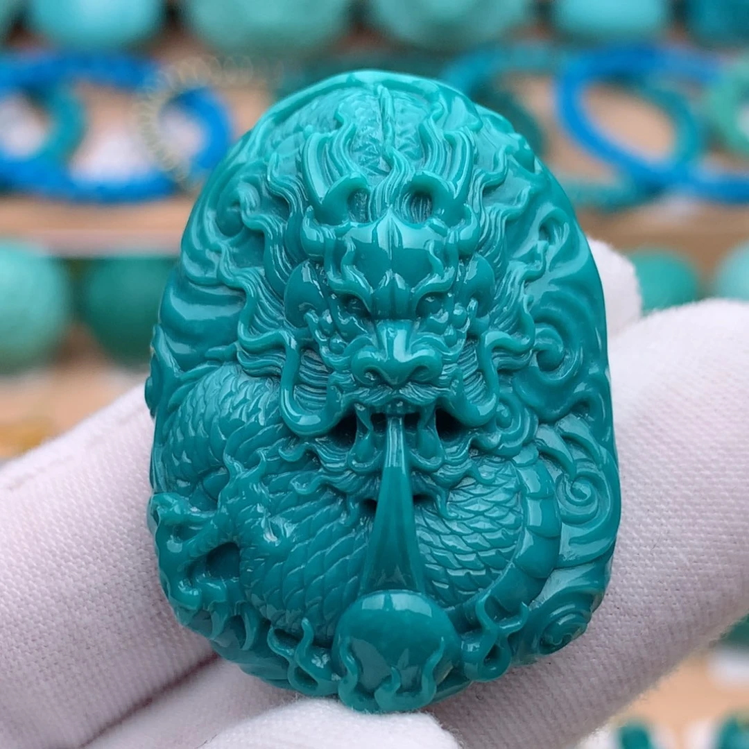 未镶嵌绿松石珠宝奇石龙牌