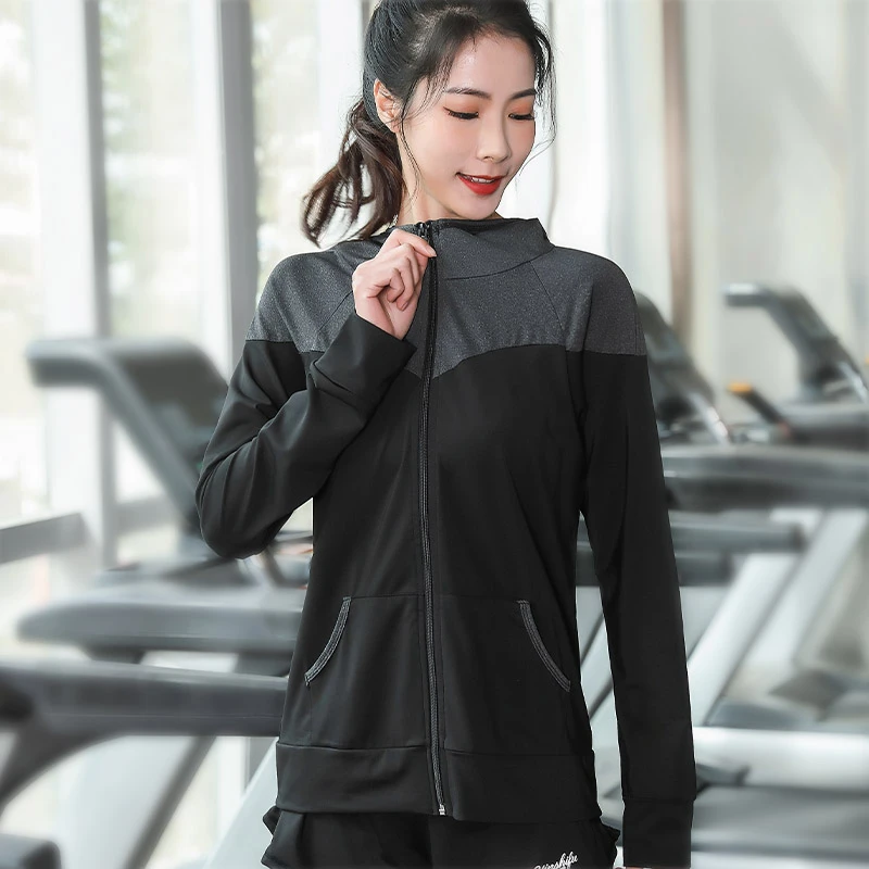 加大码运动外套女健身服胖MM开衫宽松跑步房春秋季瑜伽上衣潮新款