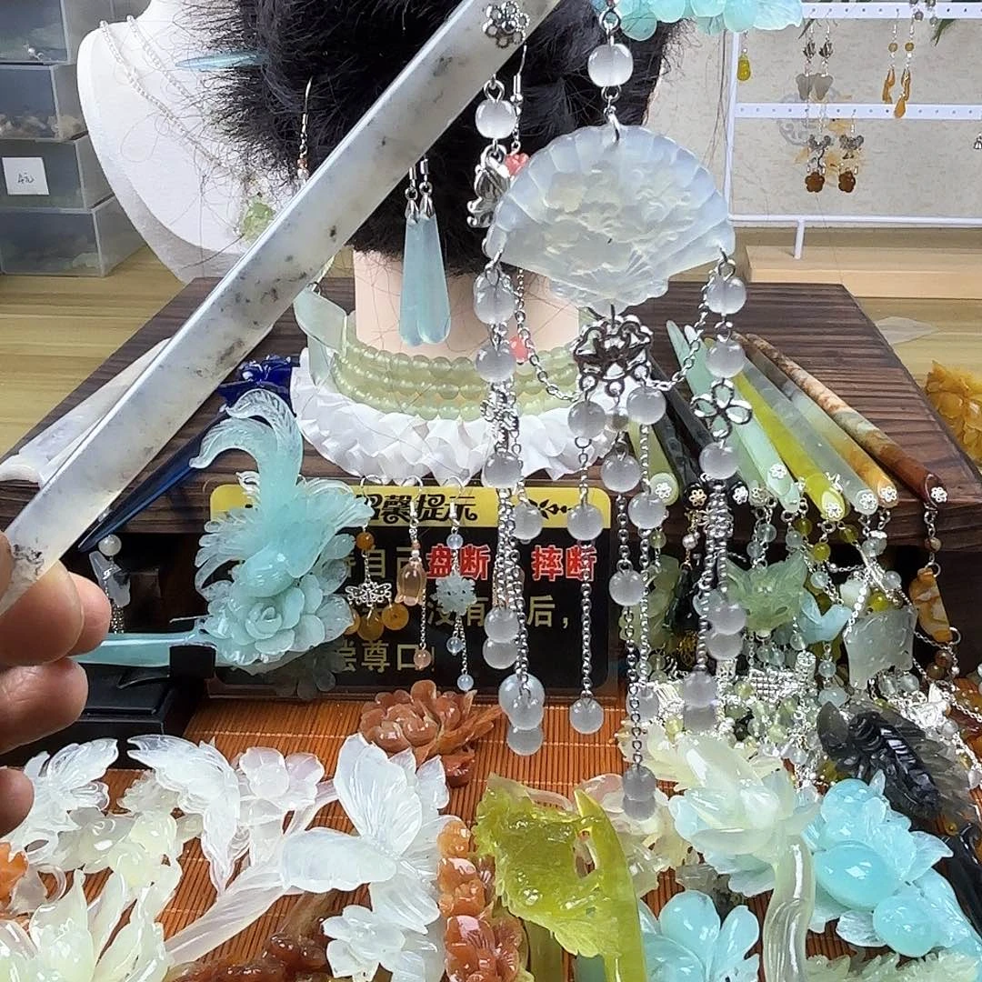 蛇纹石玉合金发饰