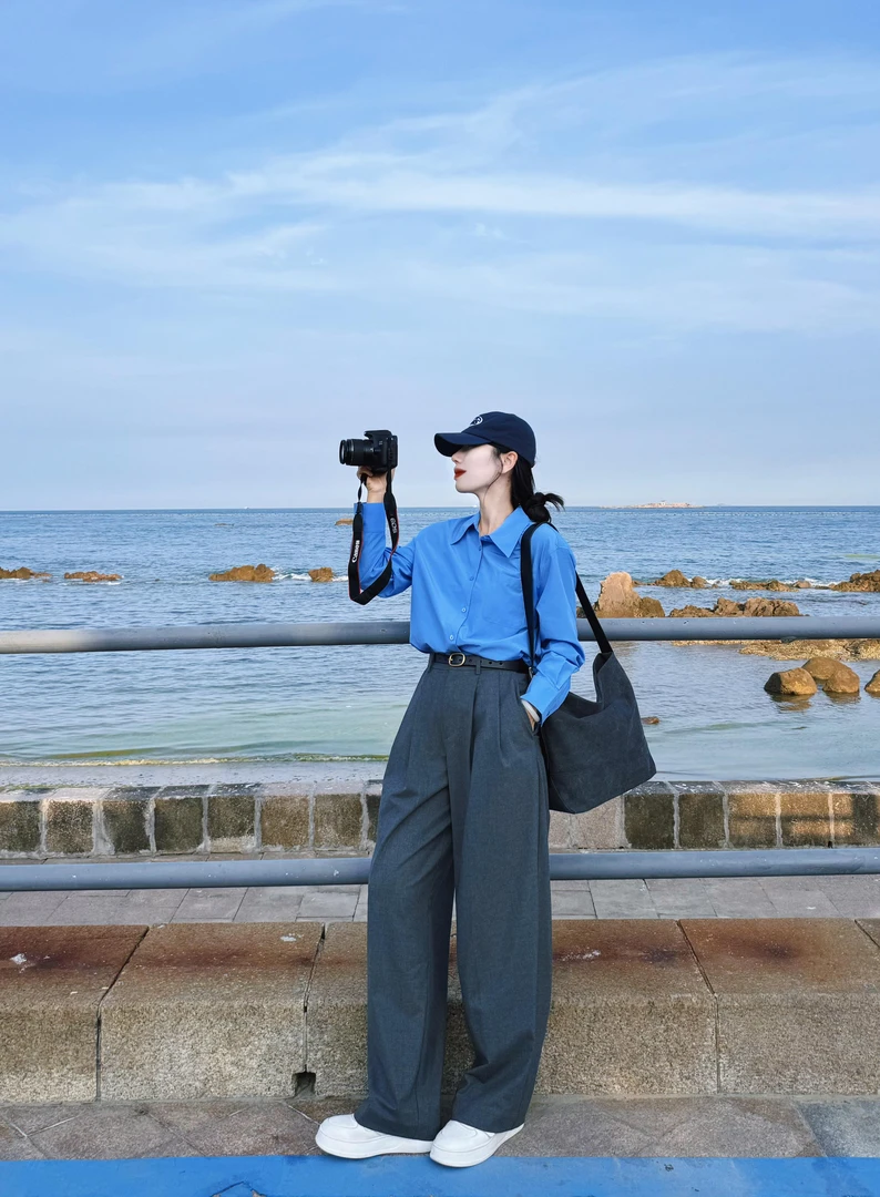 早秋时尚新款韩系通勤慵懒风轻奢高级小众女装显瘦衬衫休闲裤子