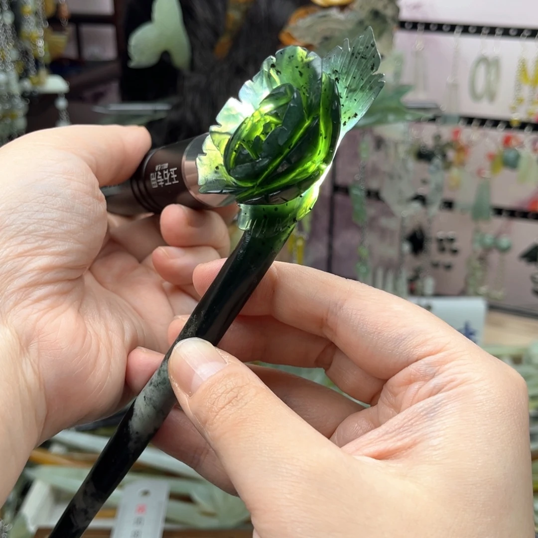 岫玉未镶嵌发饰长度20.5厘米左右