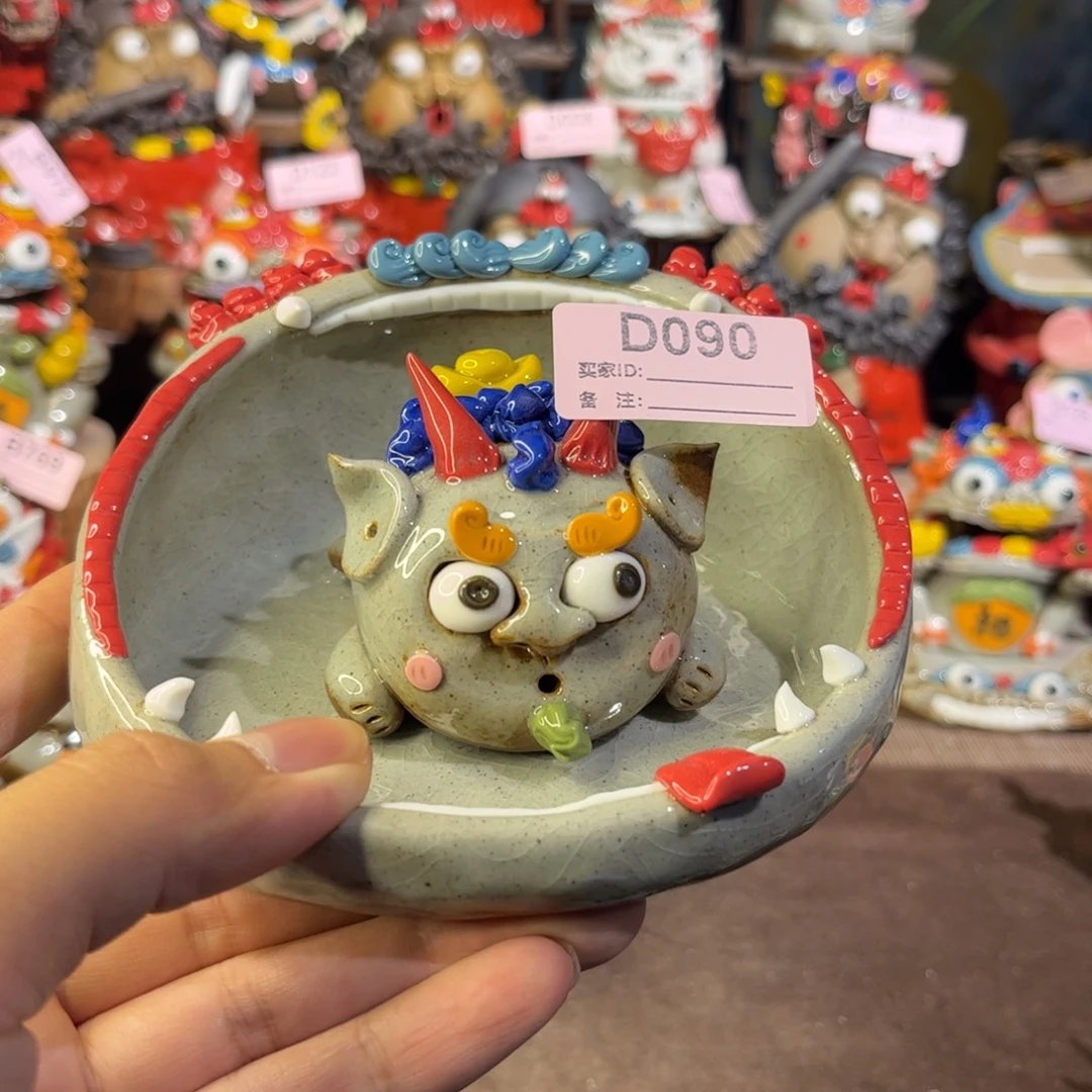 玲***猫泥塑纯手工茶宠摆件