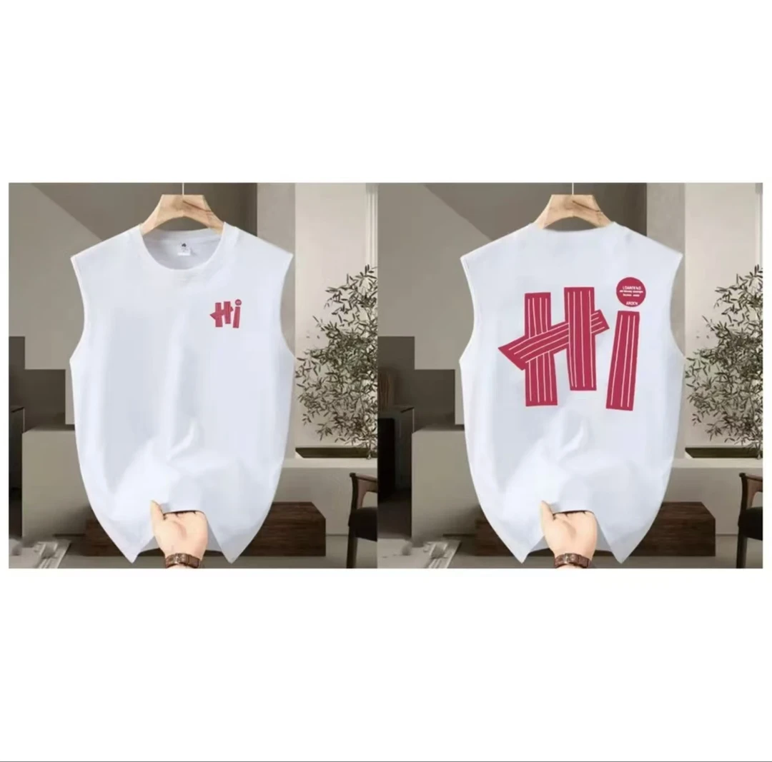 【无袖】夏季迪桑棉透气男士背心外穿圆领潮流运动休闲上衣HI149