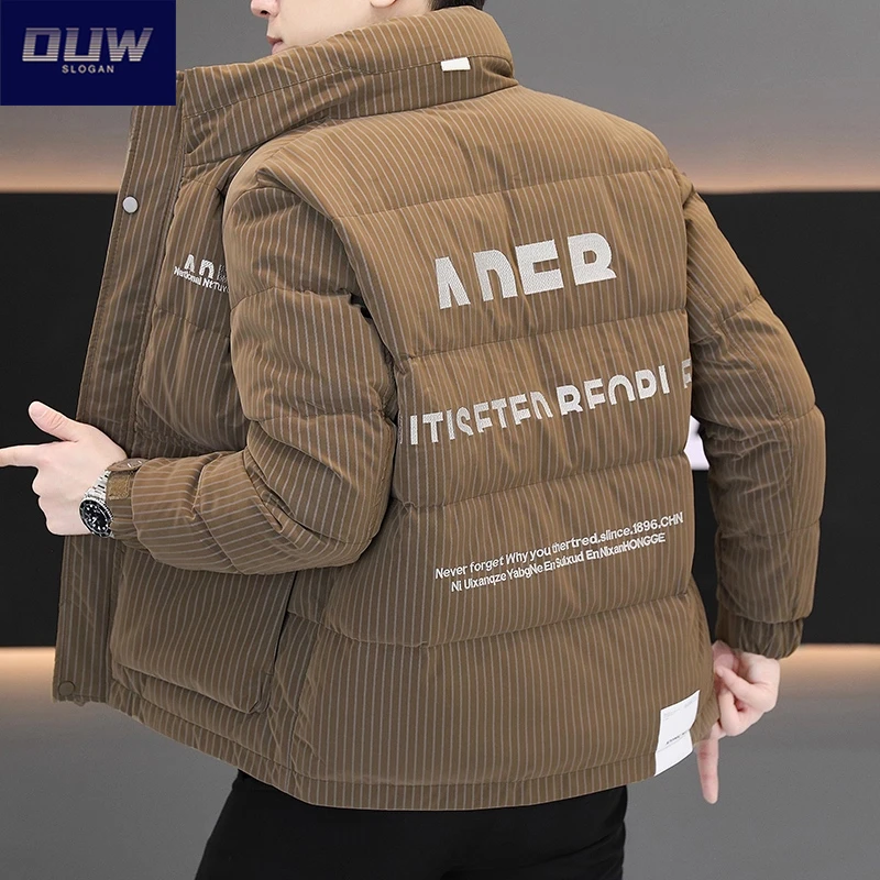 O.U.W男士羽绒服2025新款潮牌冬季防寒服白鸭绒外套加厚立领男装