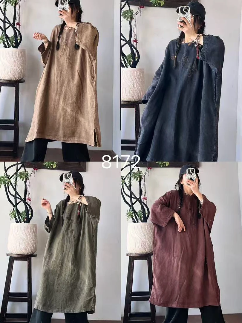 沈掌柜精选（再见时光）日常亚麻连衣裙复古百搭