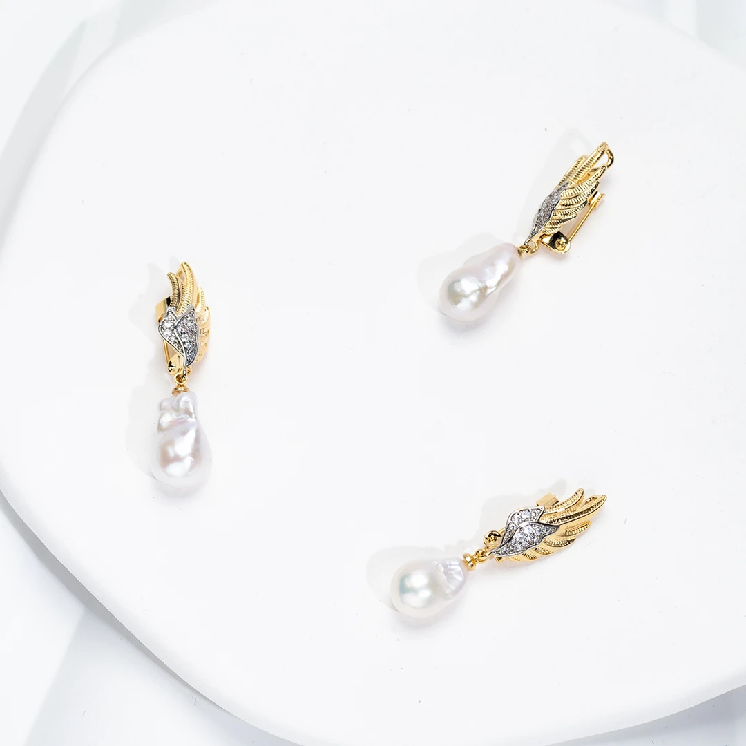 【守护之翼】天然淡水巴洛克胸针防走光扣可做吊坠（多样性发货发一）