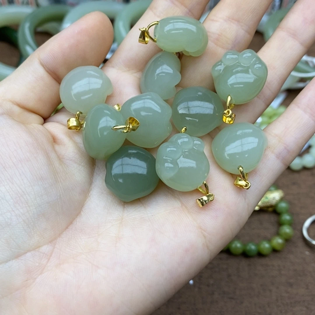 和田玉银S925镶嵌挂件