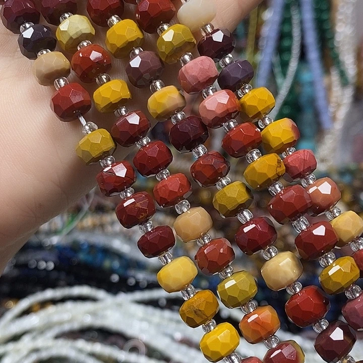 玛瑙/玉髓未镶嵌珠宝半成品天然蛋黄石切面车轮卡8mm