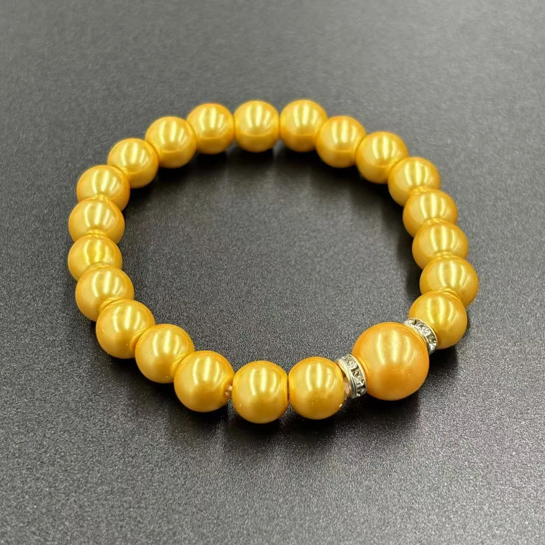 s918-轻奢气质设计款香槟金圆珠贝珠手串-赠礼盒