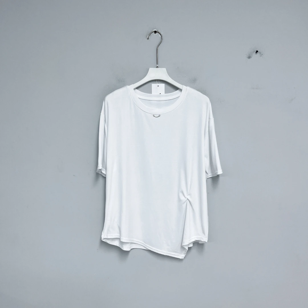 202女装T恤休闲夏季设计感宽松纯色圆领衬衫