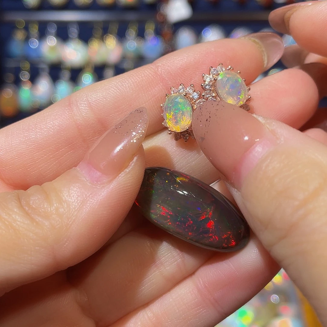 欧泊欧泊裸石，+耳饰银S925镶嵌乐*