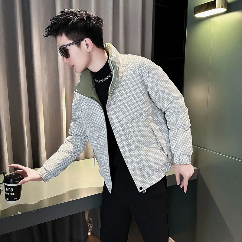 男士冬季外套撞色立领棉服加厚棉袄男款2025新款高级感冬天男外衣