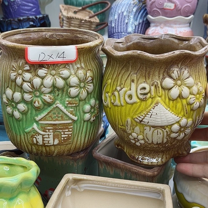 多肉绿植陶瓷花盆9.9包邮，有孔