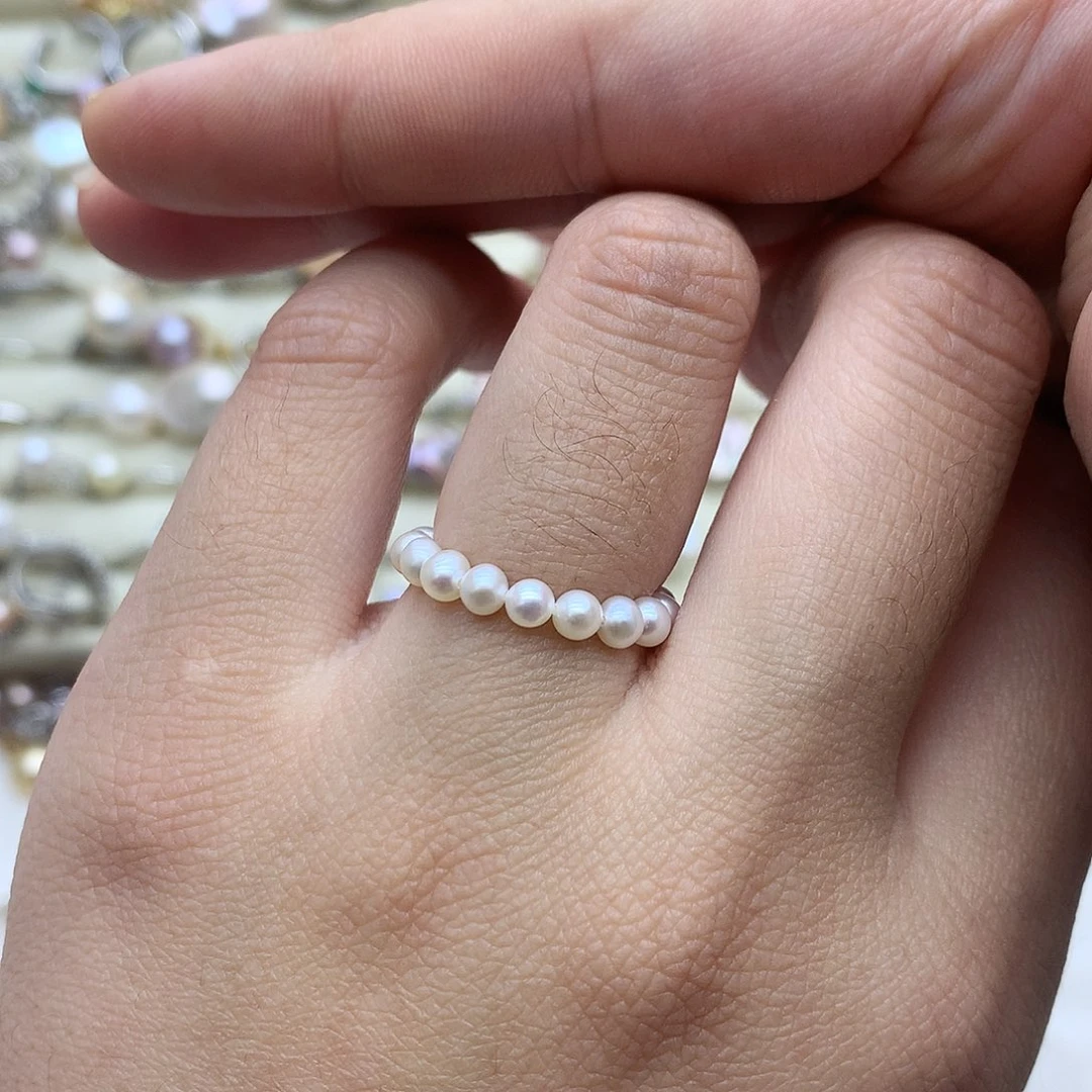 戒指淡水珍珠银S925镶嵌