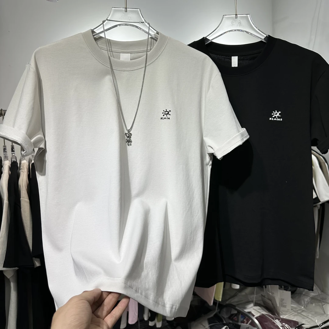 休闲圆领短袖夏季黑白色男士T恤高品质时尚宽松半袖潮流