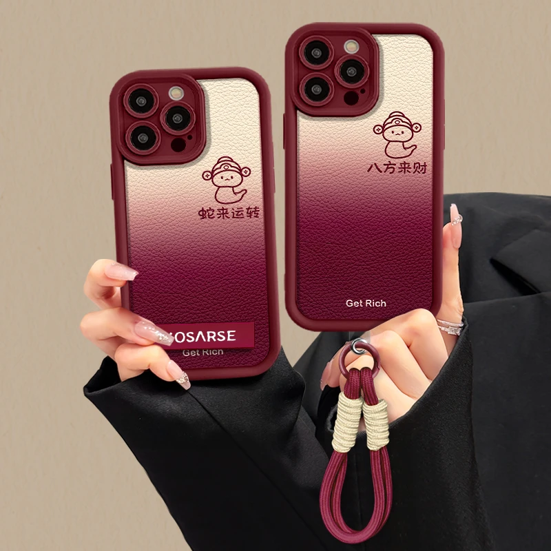 适用于苹果16华为OPPO小米VIVO高颜值时尚皮纹LJ阶梯手机壳AA0501