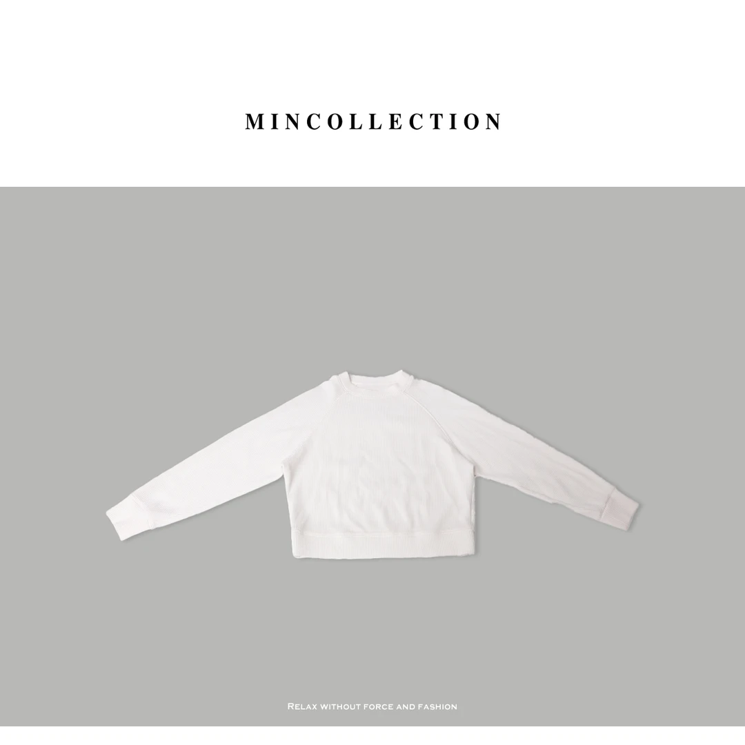 DE Mincollection华夫格卫衣/老钱风柔软针织圆领休闲套头衫