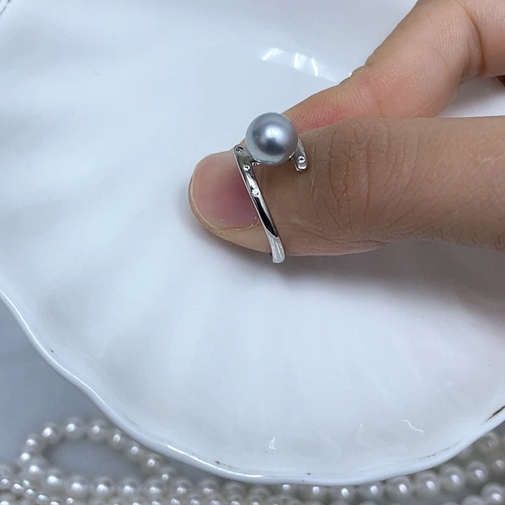 海水珍珠戒指银S925镶嵌