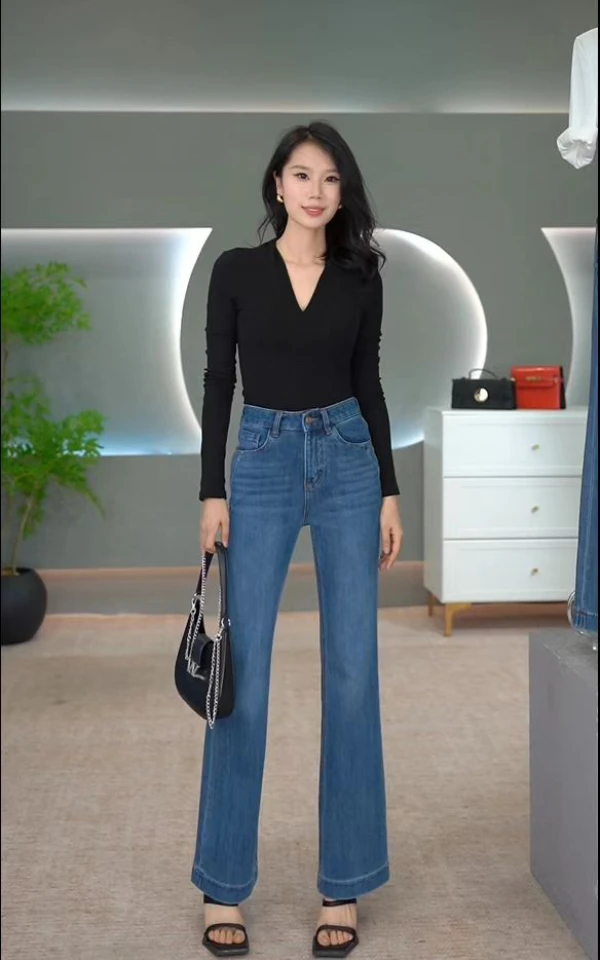 （小枫）深海蓝·早春款四面弹微辣牛仔裤通勤裤百搭显瘦浅色牛仔裤