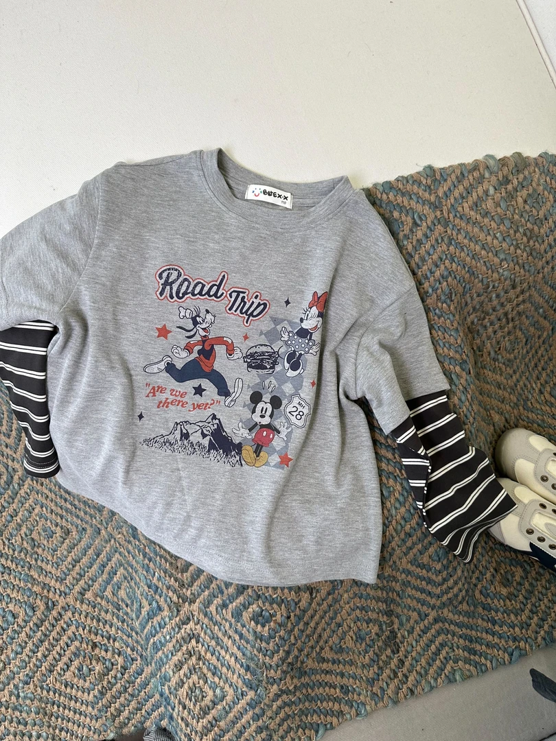 韩国原单卡通假两件T恤亲子装韩系舒适百搭2025821