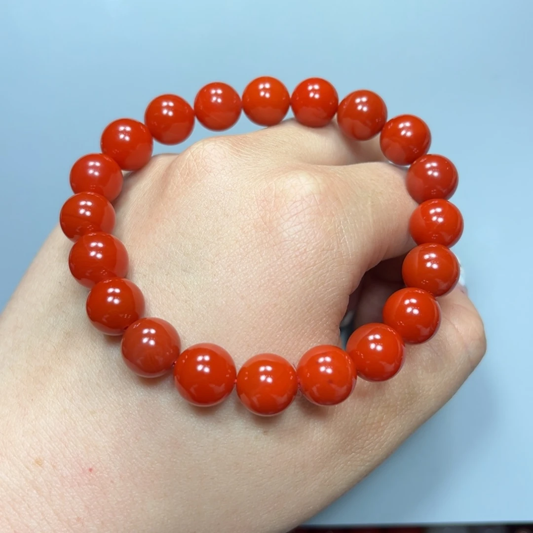 南红玛瑙辣椒红圆珠单圈10mm未镶嵌