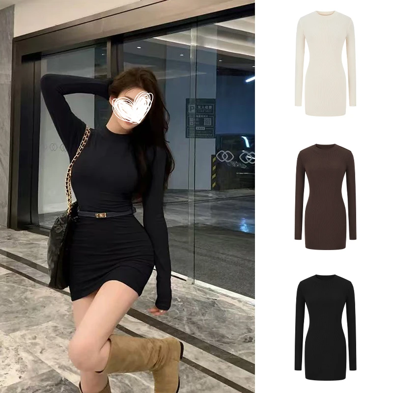 MosesQueen/魔西女王辣妹性感双面绒连衣裙修身显瘦打底包臀短裙