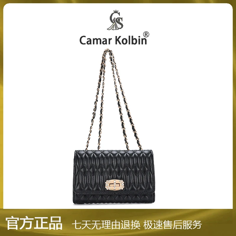 2025新款时尚潮流百搭气质菱形格链条单肩斜挎包h164黑