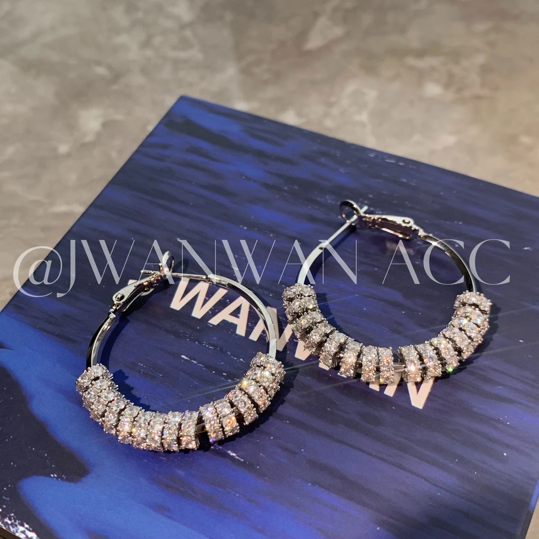 铜合金锆石耳饰 繁星似你.多圆圈闪钻小圆环C形轻奢耳拍