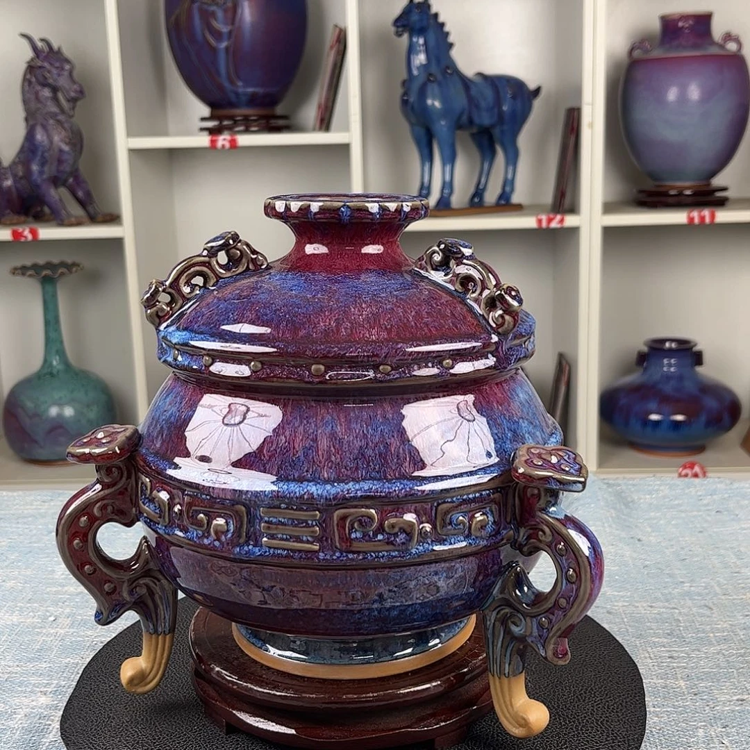 瓷片摆件……千秋如意鼎，无礼盒