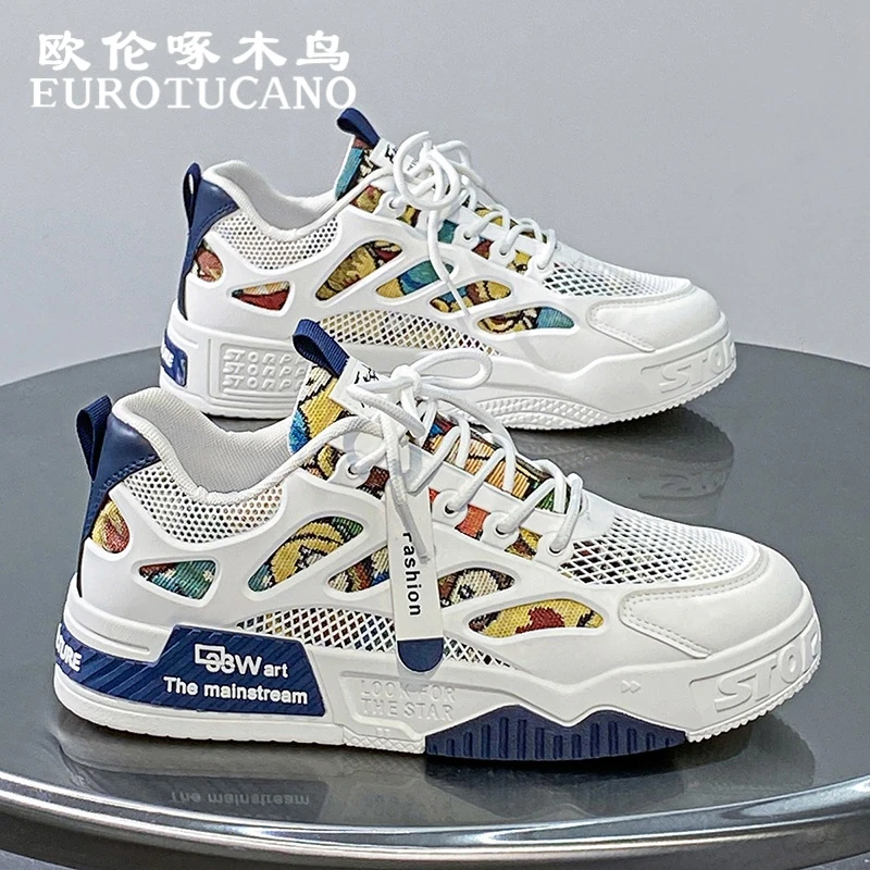 欧伦啄木鸟EUROTUCANO男鞋冬季防滑网面休闲鞋子男款透气低帮板鞋