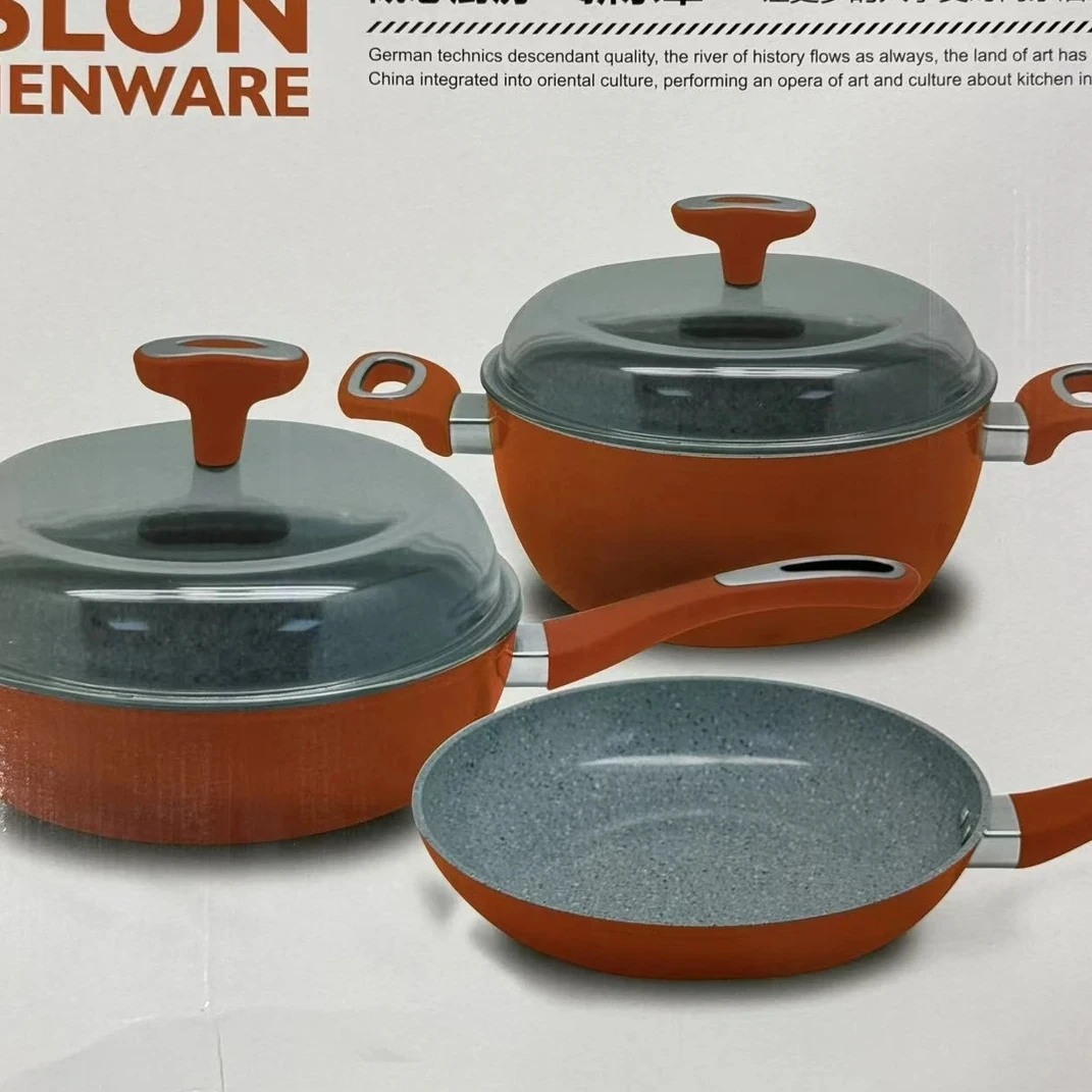 99新  【按照主播讲解拍】DTJ-PATZ001-B 橙心 不粘锅三件套