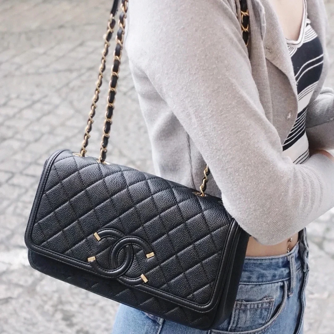 99新 Chanel/香奈儿 （定金找货链接）黑色荔枝牛单肩斜挎包