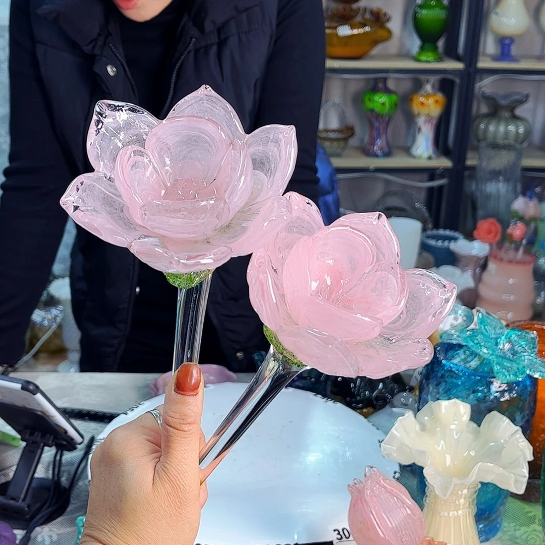 2朵荷花 瑕 家悦琉璃工艺品