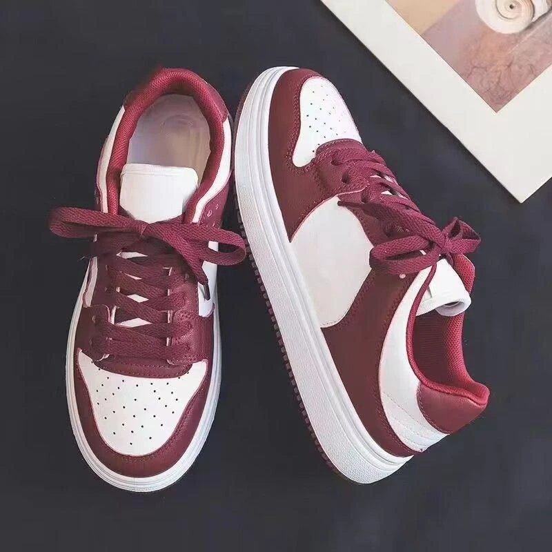 真软皮女鞋小白鞋2025新款春季爆款红色鞋子女小众百搭运动板鞋女