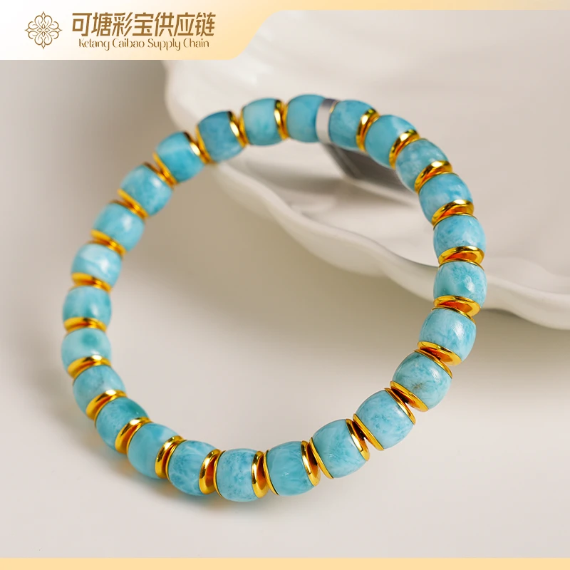【厚爱公主专享】海纹石S925银桶珠归圆手串HWDIY06M01SC多样性发一