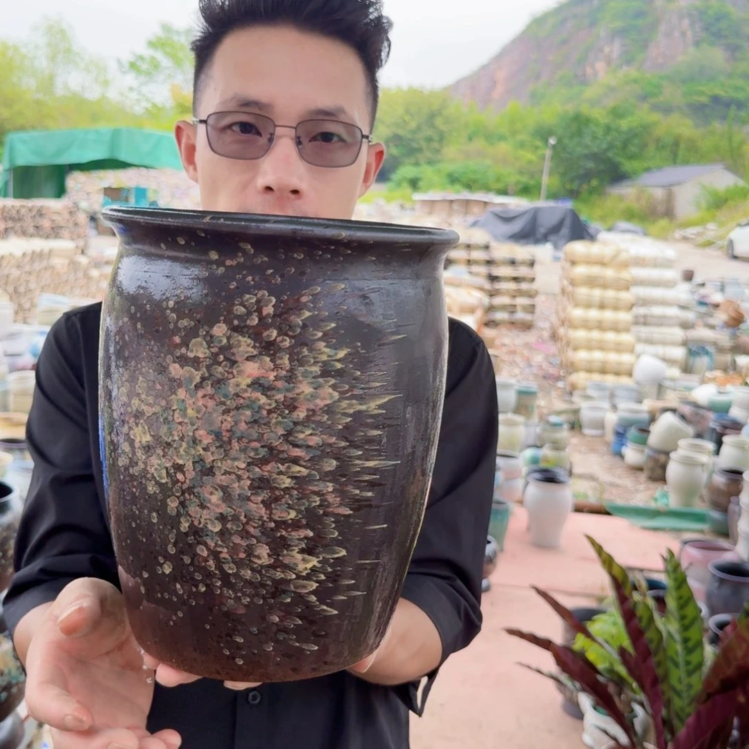 紫砂花盆口20高25（一个武七彩祥云