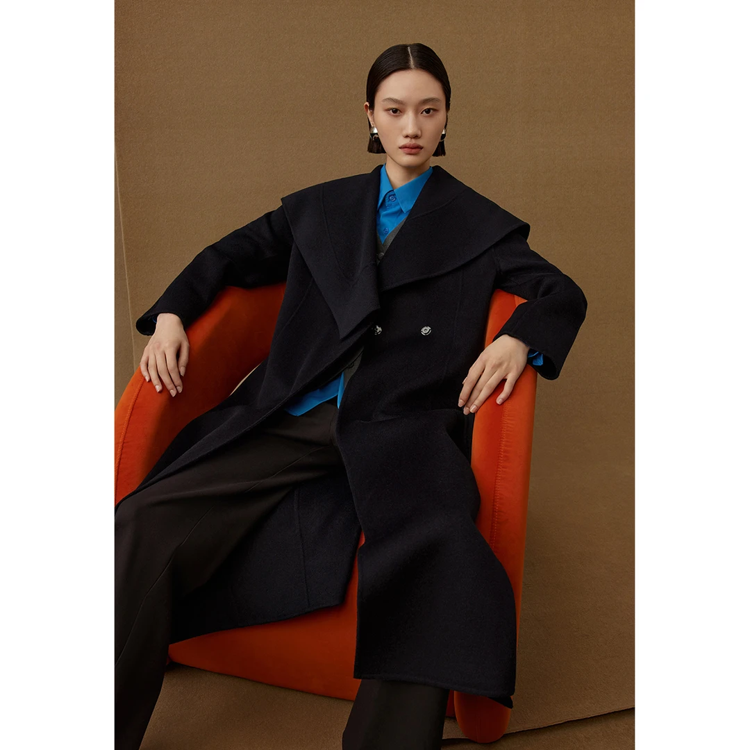 【商场同款】曼德诗全羊毛精纺长款外套冬抗皱双面呢大衣M426302650